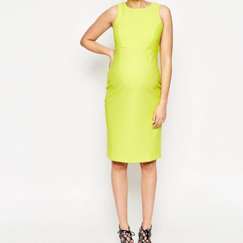 ASOS Maternity Chartreuse Open Back Dress
